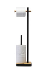 PA820021 Freestanding Toilet Roll Holder Bamboo - Front Rolls